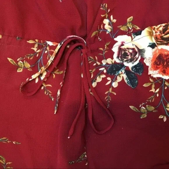 Haute Rogue Red Wine Floral Romper - Picture 9 of 11